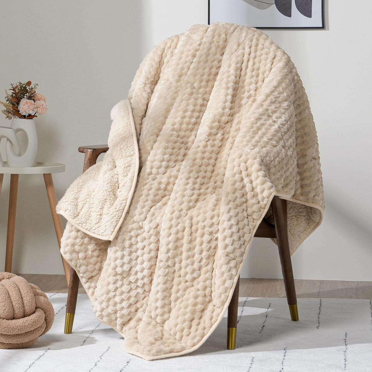 Jacquard Flannel Sherpa Weighted Blankets for Adults