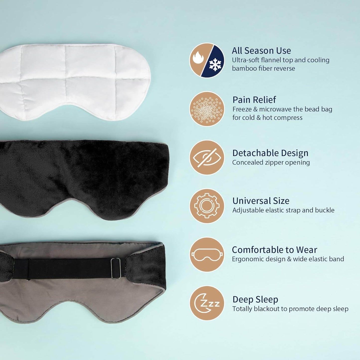 Reversible Cool & Cozy Weighted Eye Mask for Sleeping