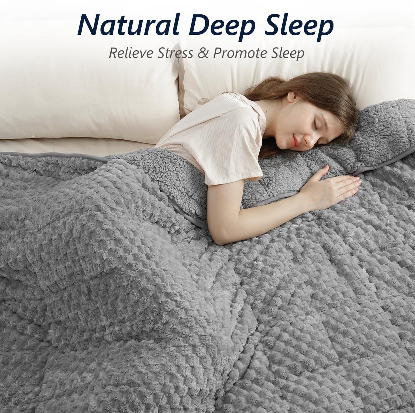 Jacquard Flannel Sherpa Weighted Blankets for Adults