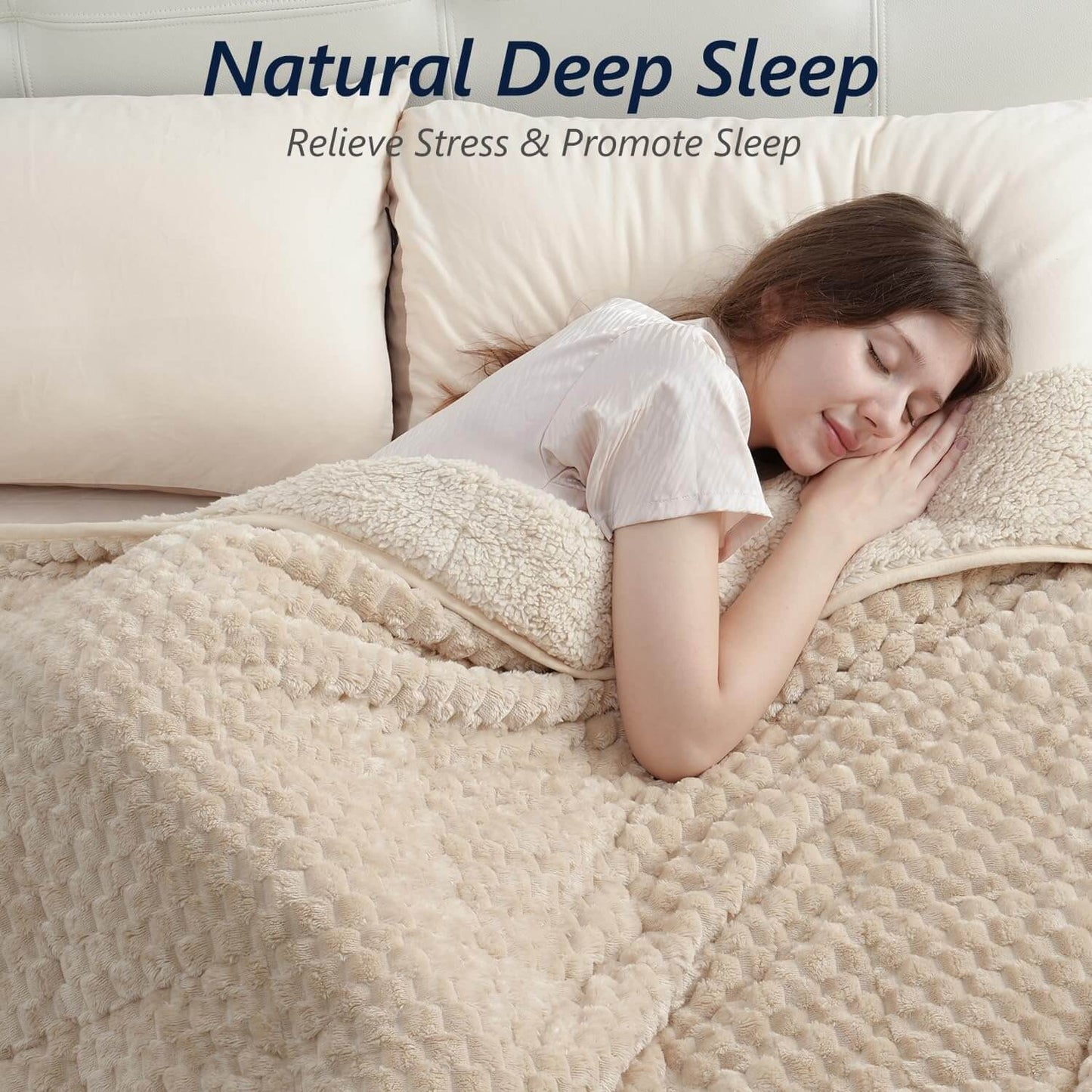 Jacquard Flannel Sherpa Weighted Blankets for Adults