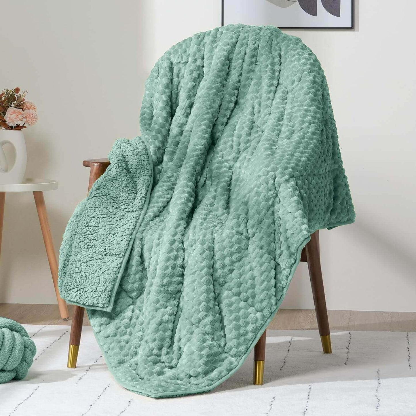 Jacquard Flannel Sherpa Weighted Blankets for Adults